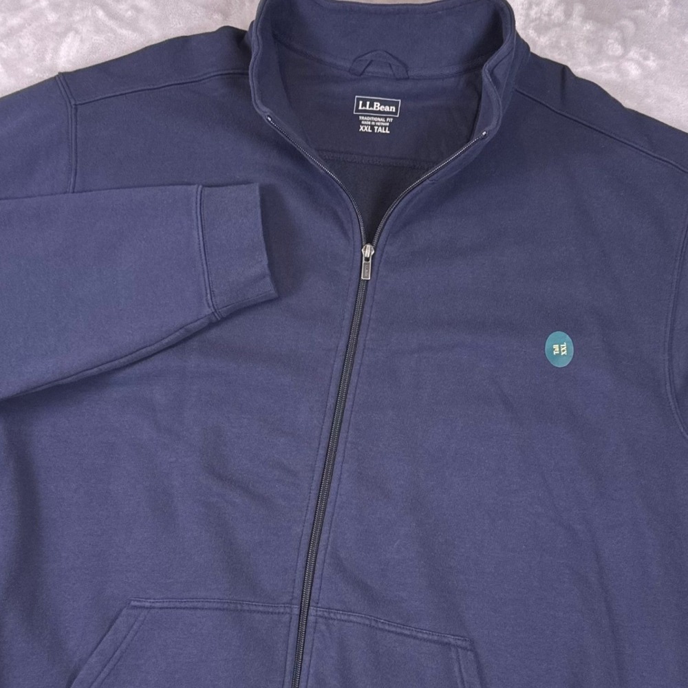 LL Bean Full Zip Sweatshirt Traditional Fit Mens XXL Tall Navy Blue 254676